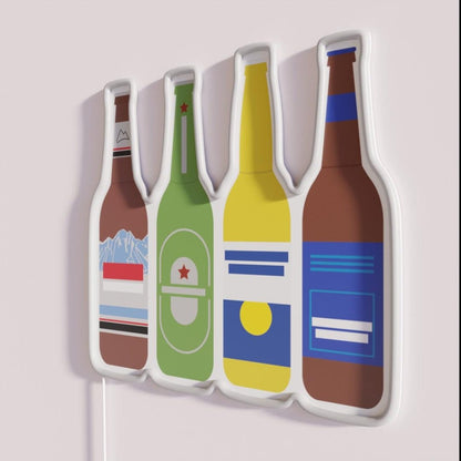 Beer Bottle Rgb Led Neon Sign Bar Wall Decor - Neon sign mounted on wall in room