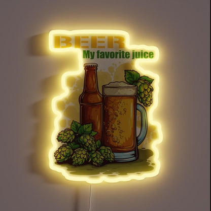 Beer Bottle With Hops Party Beer Beer Rgb Led Neon Sign - Custom LED neon sign front view