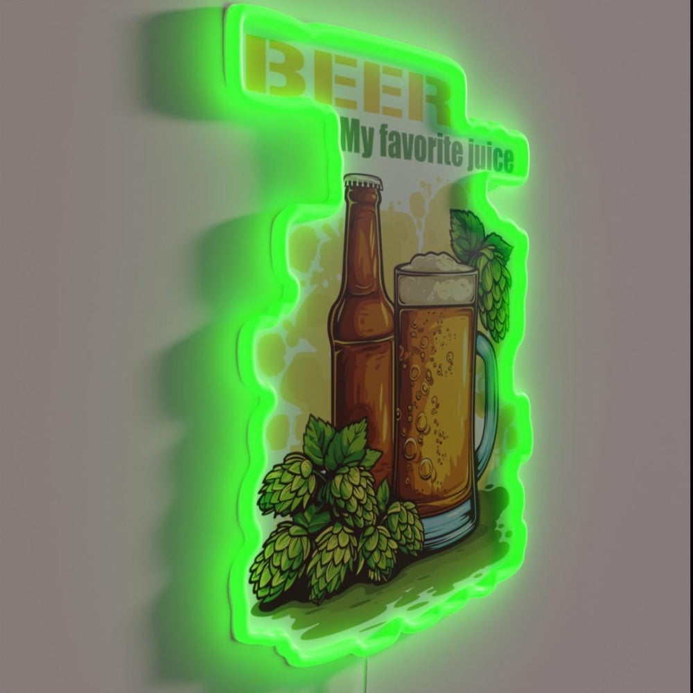 Beer Bottle With Hops Party Beer Beer Rgb Led Neon Sign - LED neon sign close-up detail