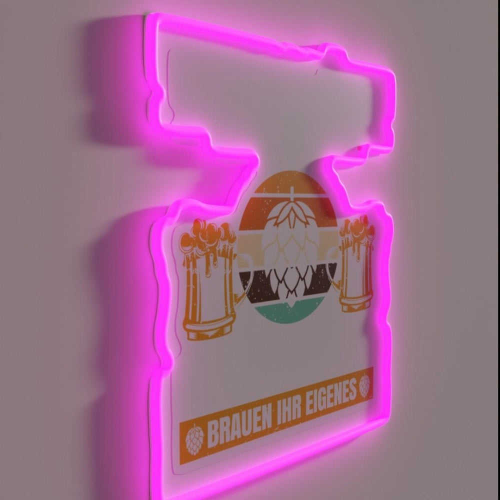 Beer Brewer Saying Real Men Rgb Led Neon Sign - LED neon sign close-up detail