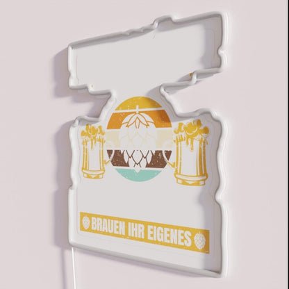 Beer Brewer Saying Real Men Rgb Led Neon Sign - Neon sign mounted on wall in room