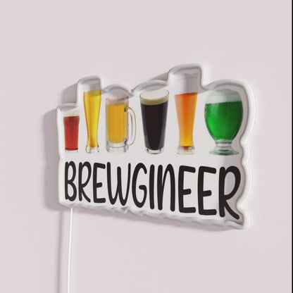 Beer Brewgineer Funny Craft Beer Brewing Rgb Led Neon Sign - Neon sign mounted on wall in room