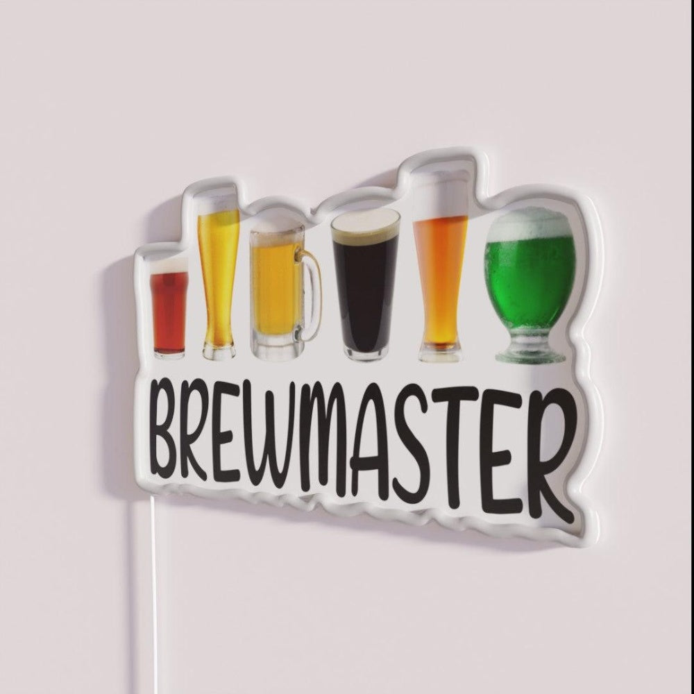 Beer Brewmaster Funny Craft Beer Brewing Rgb Led Neon Sign - Neon sign mounted on wall in room