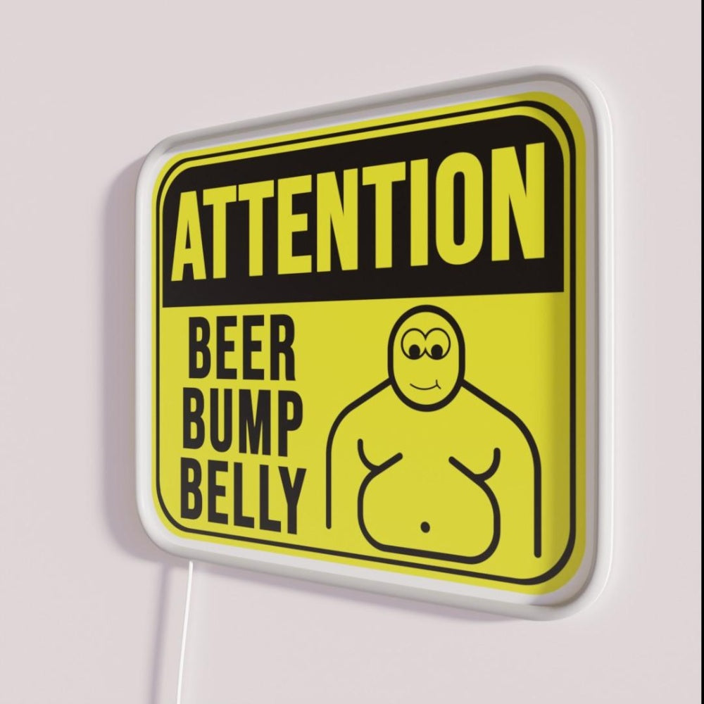 Beer Bump Belly Rgb Led Neon Sign - Neon sign mounted on wall in room