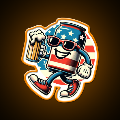 Beer Can Funny Mascot Celebrate Freedom Beer Bar Decor Led Neon Sign Rgb Color - LED neon sign view 6