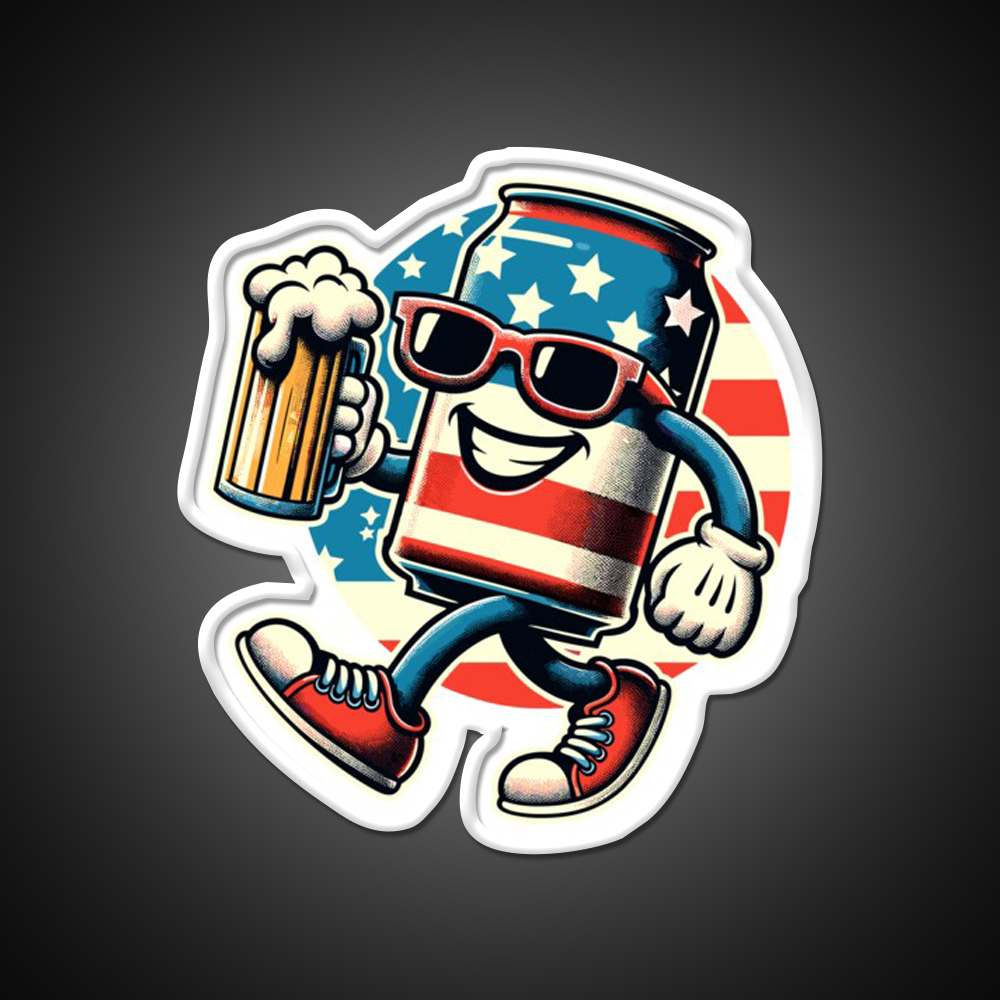 Beer Can Funny Mascot Celebrate Freedom Beer Bar Decor Led Neon Sign Rgb Color - LED neon sign view 11