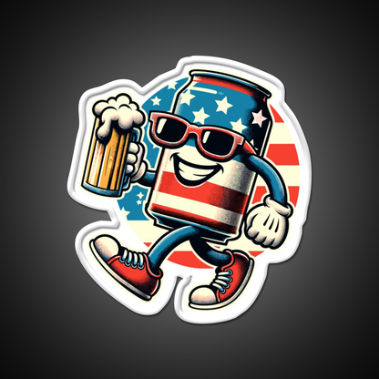 Beer Can Funny Mascot Celebrate Freedom Beer Bar Decor Led Neon Sign Rgb Color - LED neon sign view 11