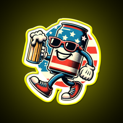 Beer Can Funny Mascot Celebrate Freedom Beer Bar Decor Led Neon Sign Rgb Color - LED neon sign view 7