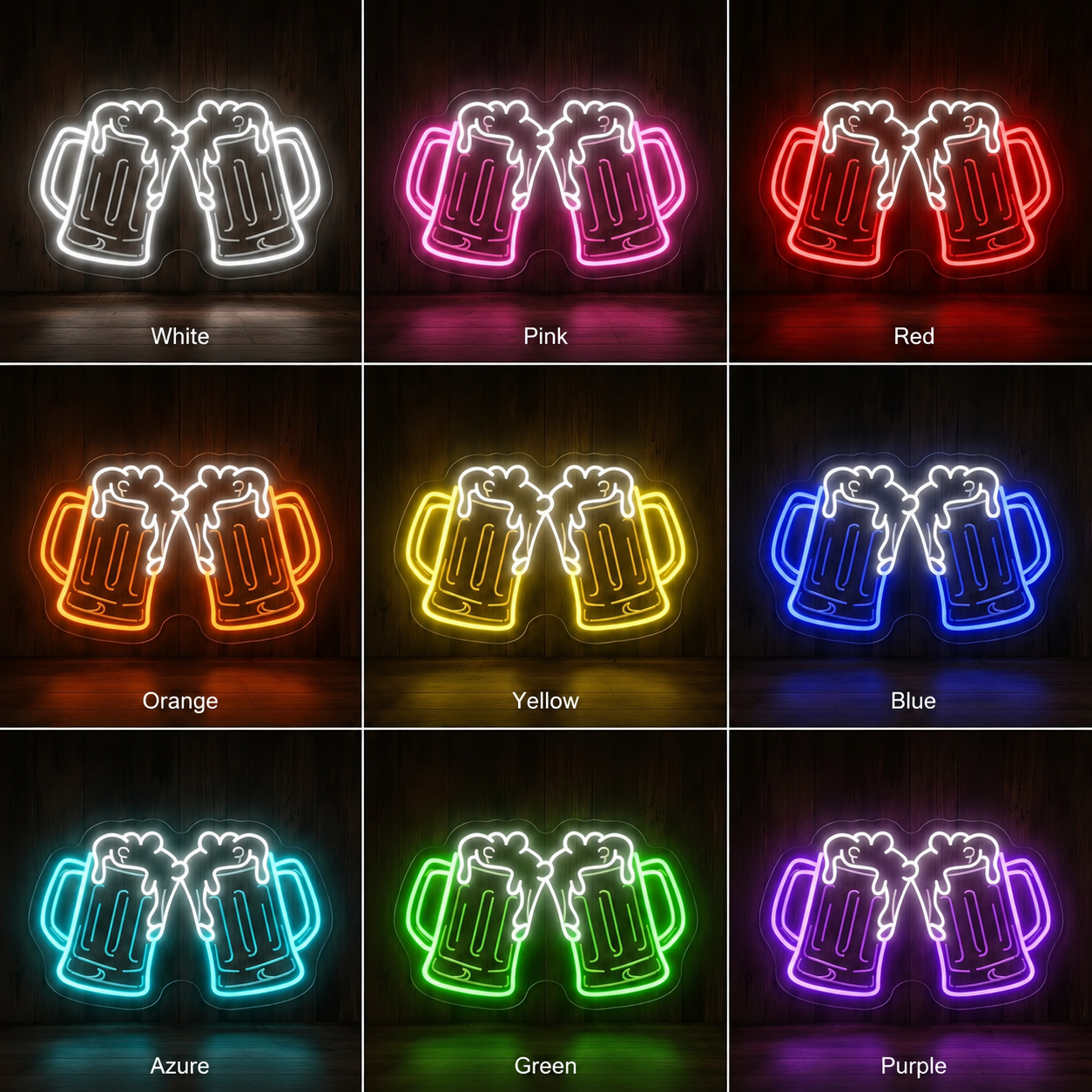 Beer Cheers LED Neon Sign color grid