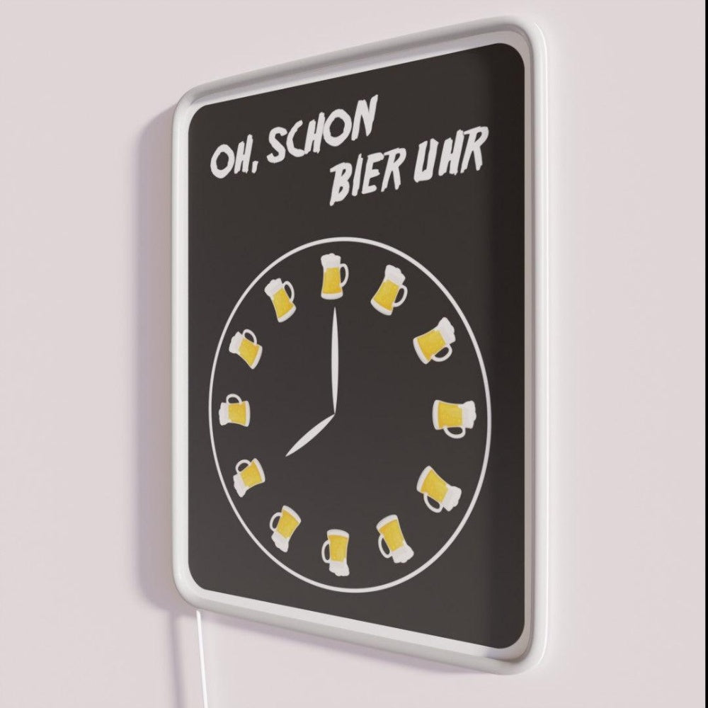 Beer Clock Rgb Led Neon Sign - Neon sign mounted on wall in room