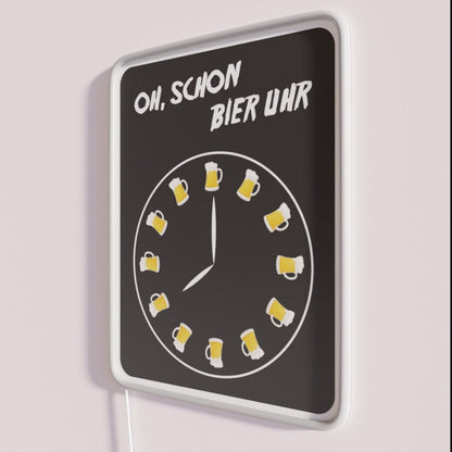 Beer Clock Rgb Led Neon Sign - Neon sign mounted on wall in room
