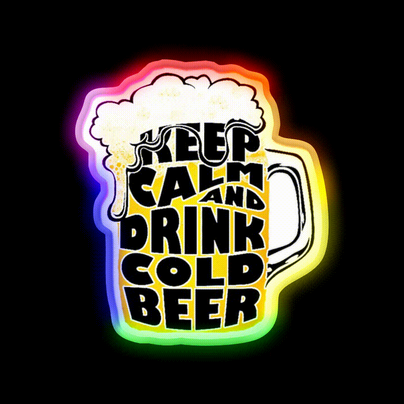 Beer Cold Man Cave Bar Led Neon Sign Rgb Color