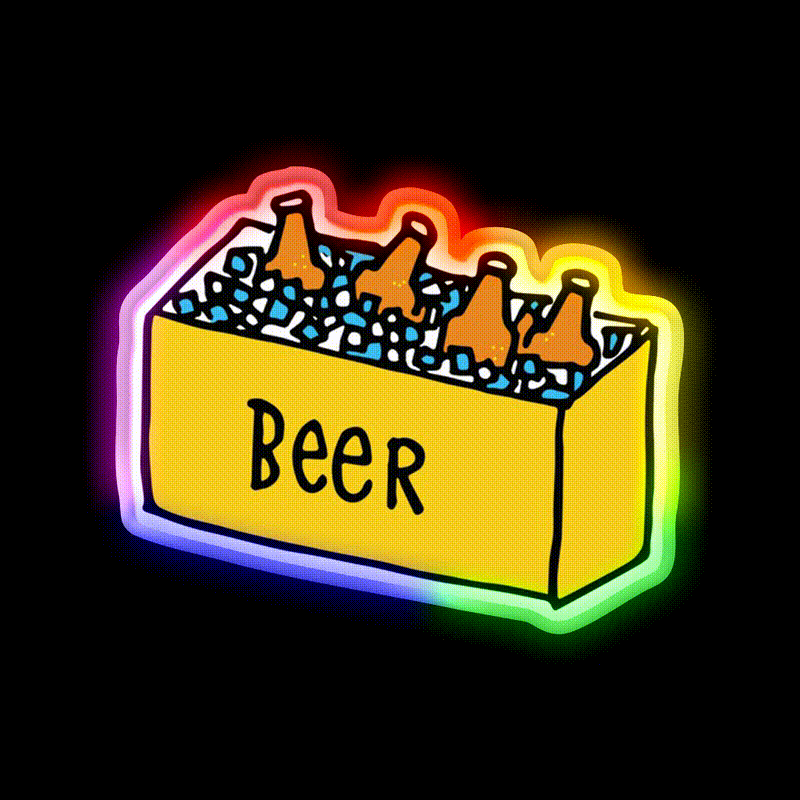 Beer Cooler Time Beer Bar Decor Led Neon Sign Rgb Color - LED neon sign close-up detail