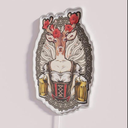 Beer Deer Rgb Led Neon Sign - Neon sign mounted on wall in room