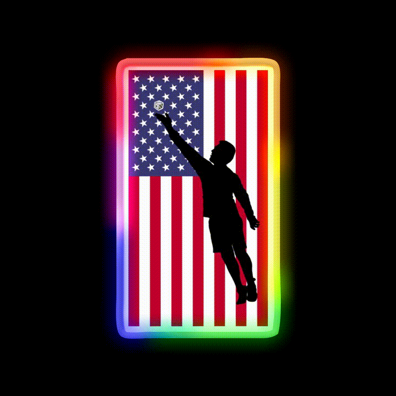 Beer Die Shot Silhouette American Flag Beer Bar Decor Led Neon Sign Rgb Color - LED neon sign close-up detail