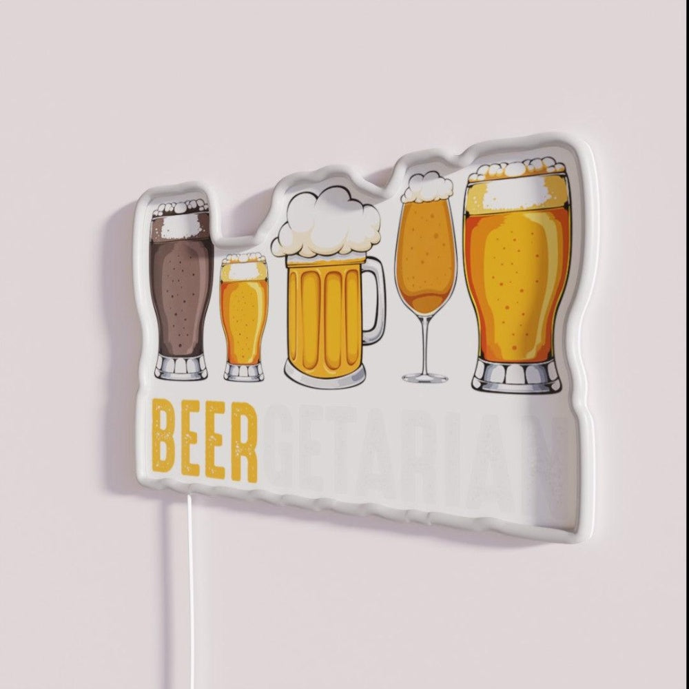 Beer Diet Crafting Fan Drinking Eating Lover Rgb Led Neon Sign - Neon sign mounted on wall in room