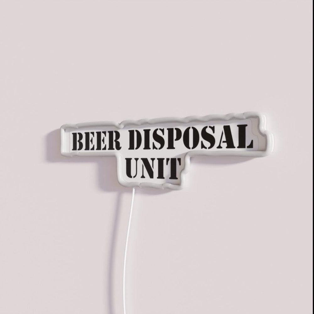 Beer Disposal Unit Rgb Led Neon Sign - Neon sign mounted on wall in room