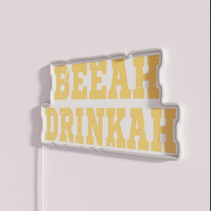 Beer Drinker Beeah Drinkah Rgb Led Neon Sign - Neon sign mounted on wall in room