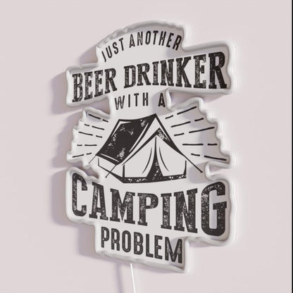 Beer Drinker Camping B Rgb Led Neon Sign - Neon sign mounted on wall in room