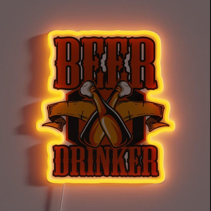 Beer Drinker Rgb Led Neon Sign Restaurant Wall Art - Custom LED neon sign front view