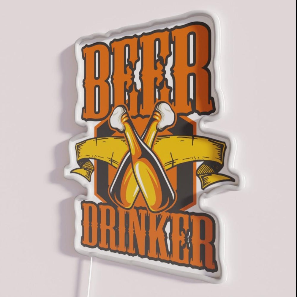 Beer Drinker Rgb Led Neon Sign Restaurant Wall Art - Neon sign mounted on wall in room