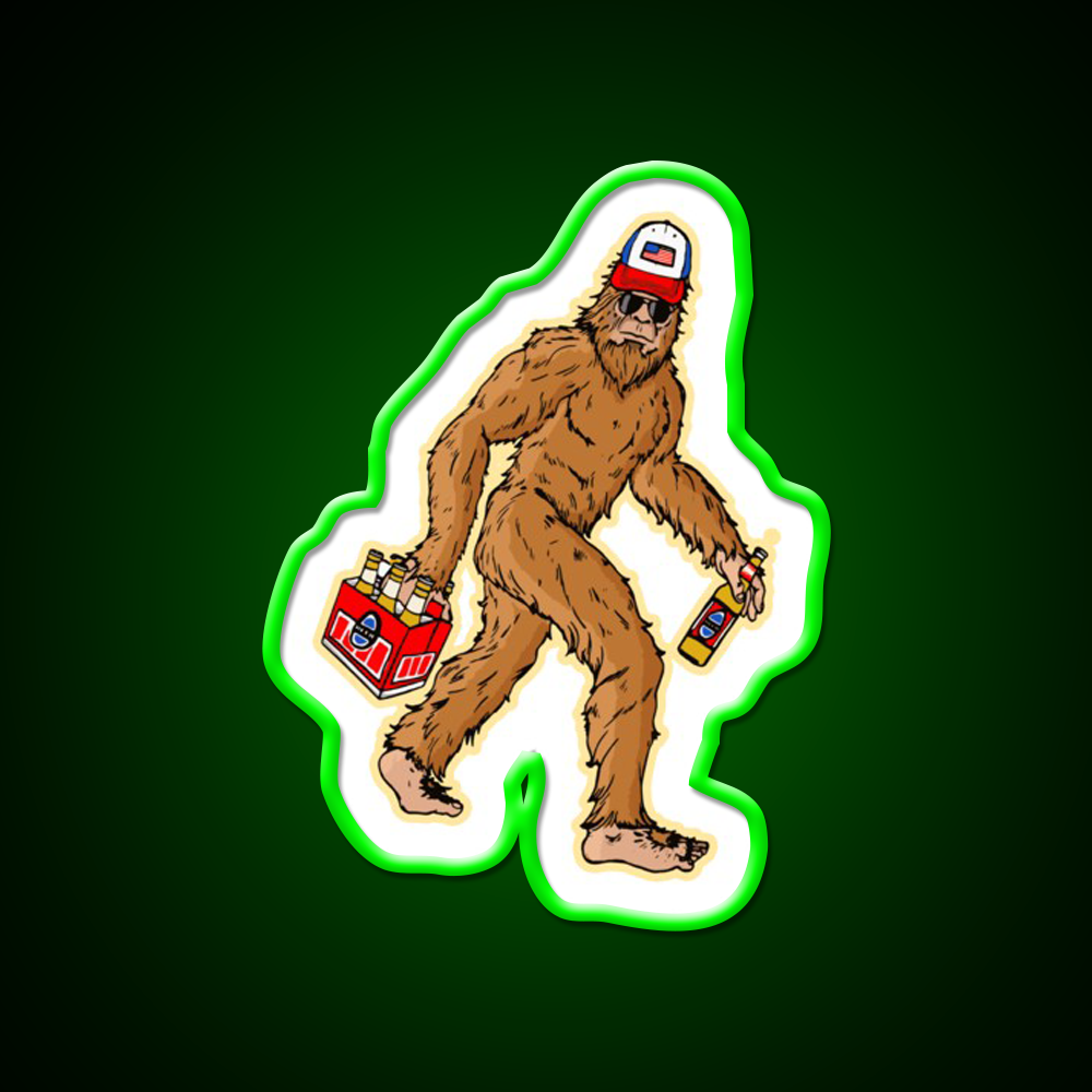 Beer Drinkin Bigfoot Sasquatch Hat Beer Bar Decor Led Neon Sign Rgb Color - LED neon sign view 7