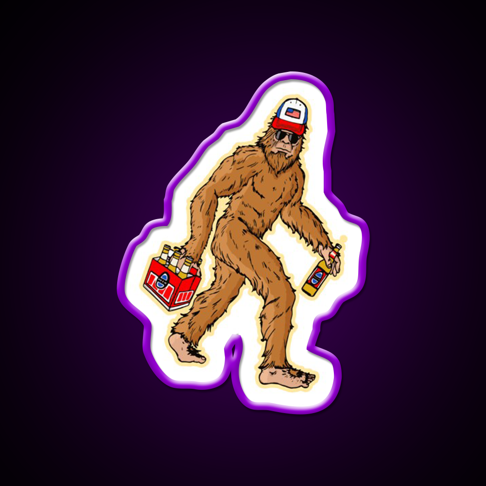 Beer Drinkin Bigfoot Sasquatch Hat Beer Bar Decor Led Neon Sign Rgb Color - LED neon sign view 8