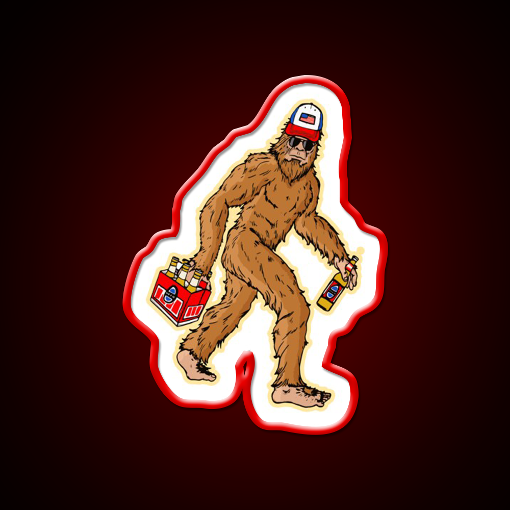 Beer Drinkin Bigfoot Sasquatch Hat Beer Bar Decor Led Neon Sign Rgb Color - LED neon sign view 9