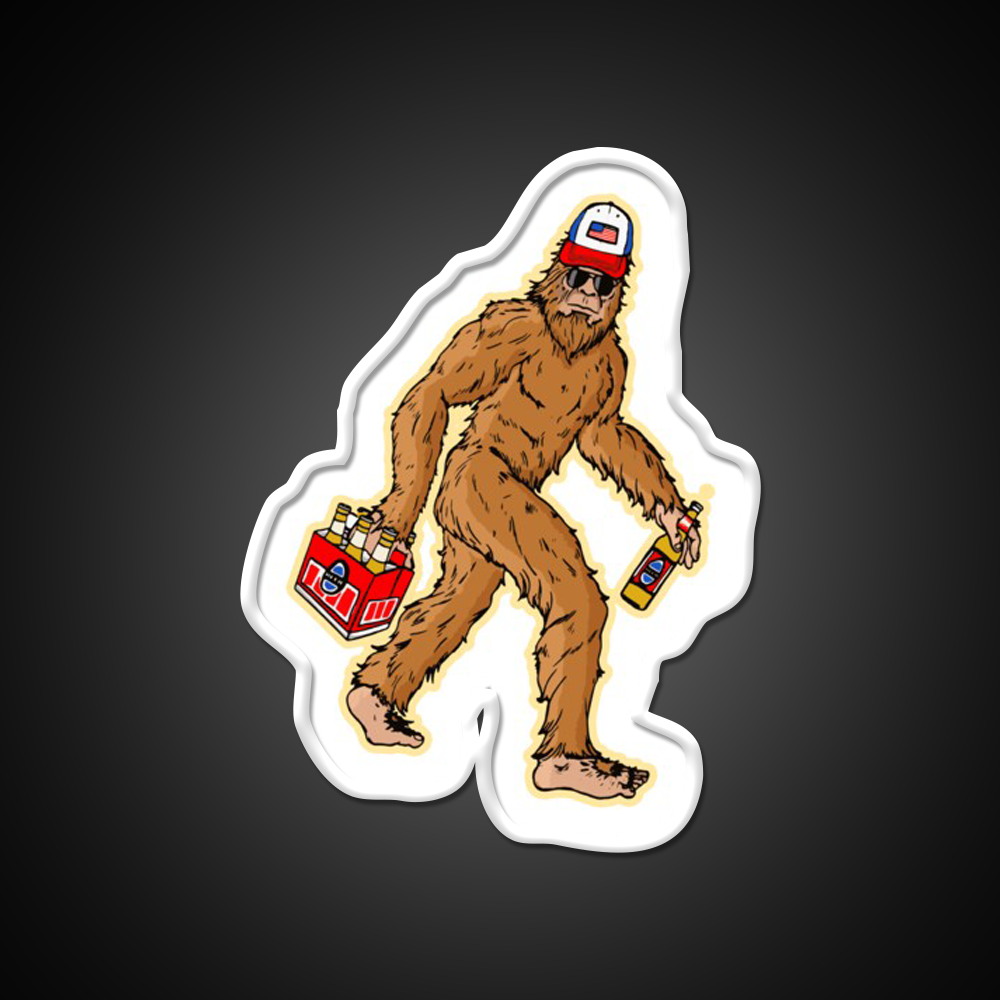 Beer Drinkin Bigfoot Sasquatch Hat Beer Bar Decor Led Neon Sign Rgb Color - LED neon sign view 10