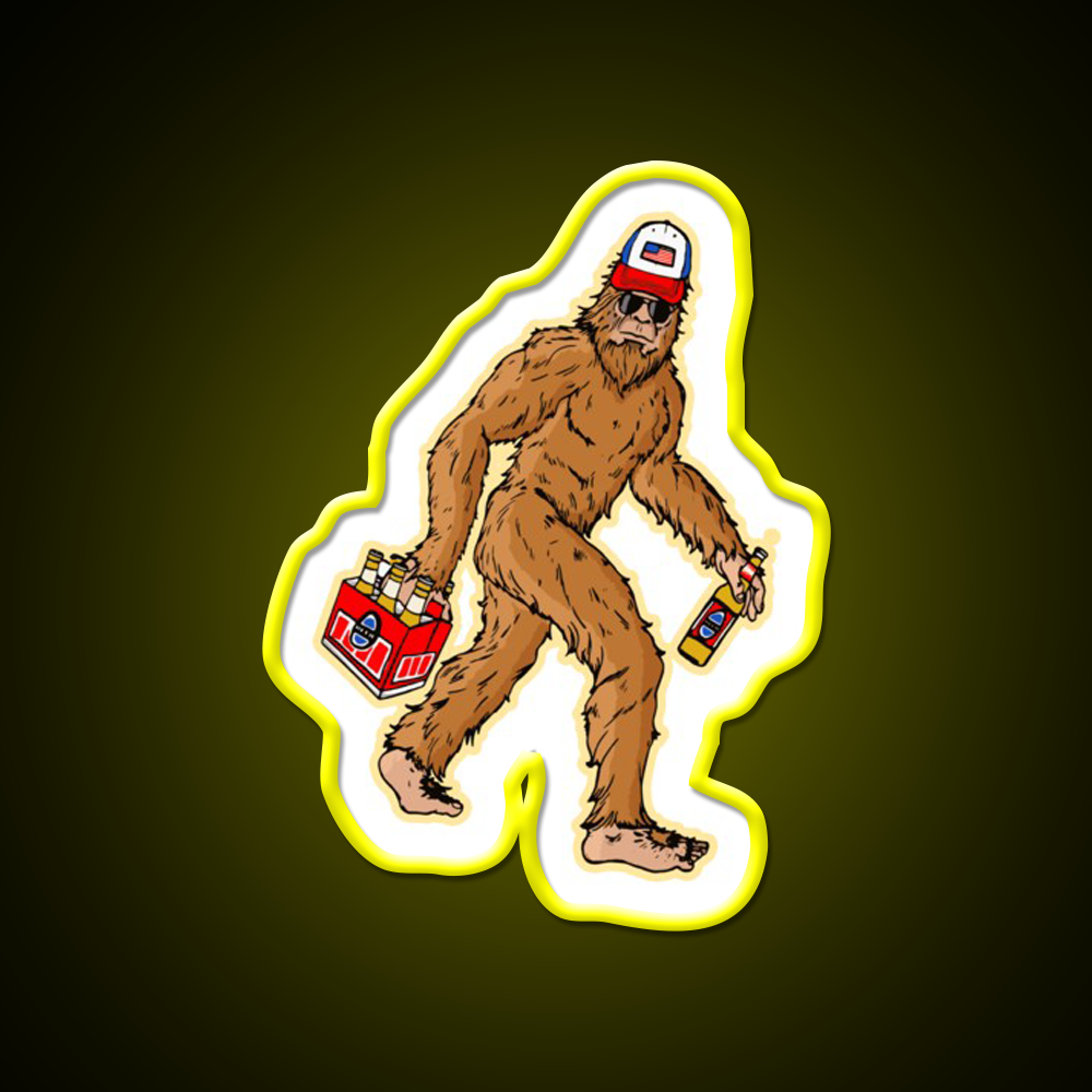 Beer Drinkin Bigfoot Sasquatch Hat Beer Bar Decor Led Neon Sign Rgb Color - LED neon sign view 6