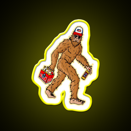 Beer Drinkin Bigfoot Sasquatch Hat Beer Bar Decor Led Neon Sign Rgb Color - LED neon sign view 6