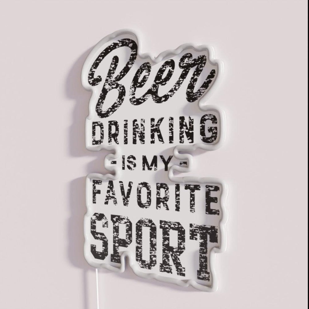 Beer Drinking Is My Favorite Sport Rgb Led Neon Sign - Neon sign mounted on wall in room