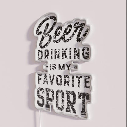 Beer Drinking Is My Favorite Sport Rgb Led Neon Sign - Neon sign mounted on wall in room