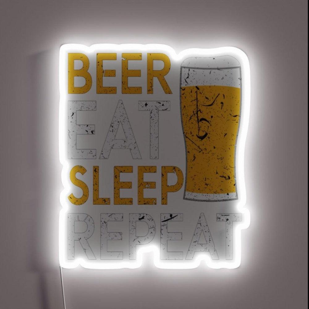 Beer Eat Sleep Repeat Rgb Led Neon Sign - Custom LED neon sign front view