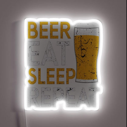 Beer Eat Sleep Repeat Rgb Led Neon Sign - Custom LED neon sign front view