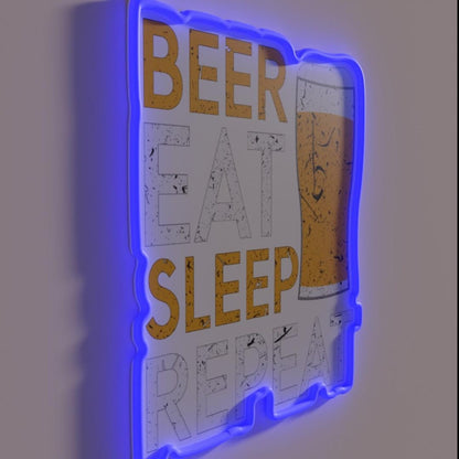 Beer Eat Sleep Repeat Rgb Led Neon Sign - LED neon sign close-up detail