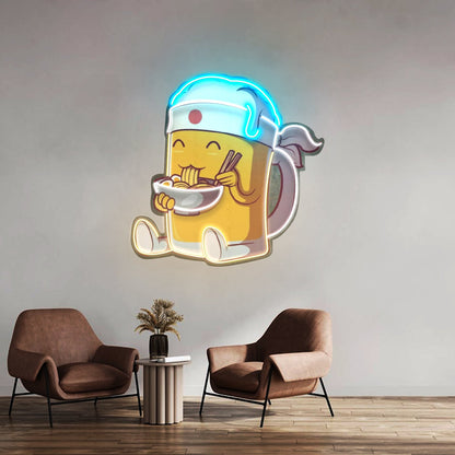 Beer Eating A Ramen Bowl Led Neon Sign Light Custom Led Signs - Shineneon