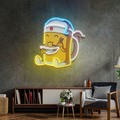 Beer Eating A Ramen Bowl Multicolor Uv Printed Led Neon Sign Bar Restaurant Decor | Shineneon