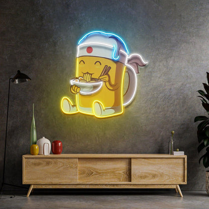 Beer Eating A Ramen Bowl Multicolor Uv Printed Led Neon Sign Bar Restaurant Decor | Shineneon