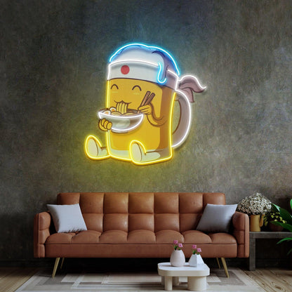Beer Eating A Ramen Bowl Multicolor Uv Printed Led Neon Sign Bar Restaurant Decor | Shineneon