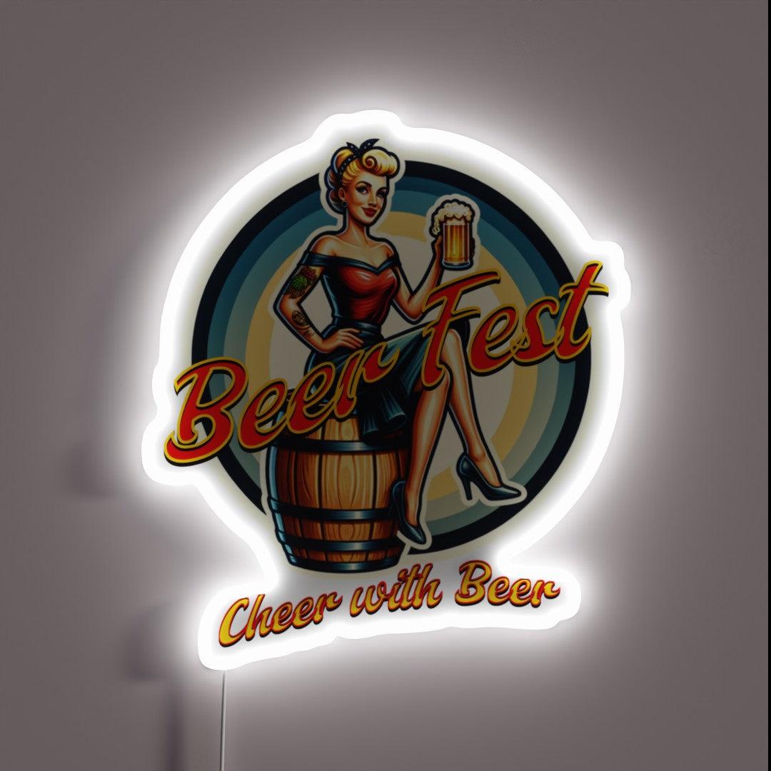 Beer Fest Cheer With Beer Garden Rgb Led Neon Sign - Custom LED neon sign front view