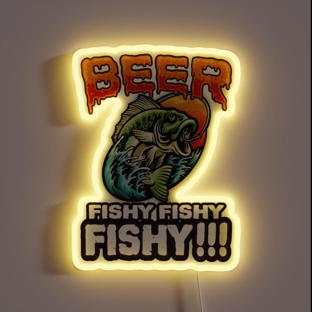 Beer Fishy Fishy Fishy Bass Rgb Led Neon Sign