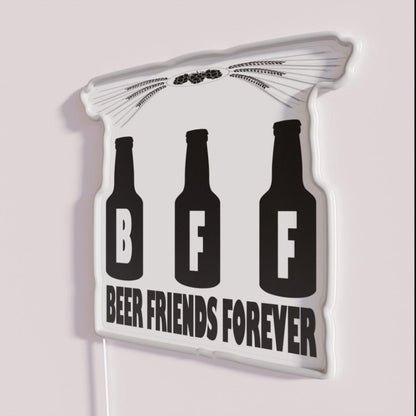 Beer Friends Forever Rgb Led Neon Sign - Neon sign mounted on wall in room