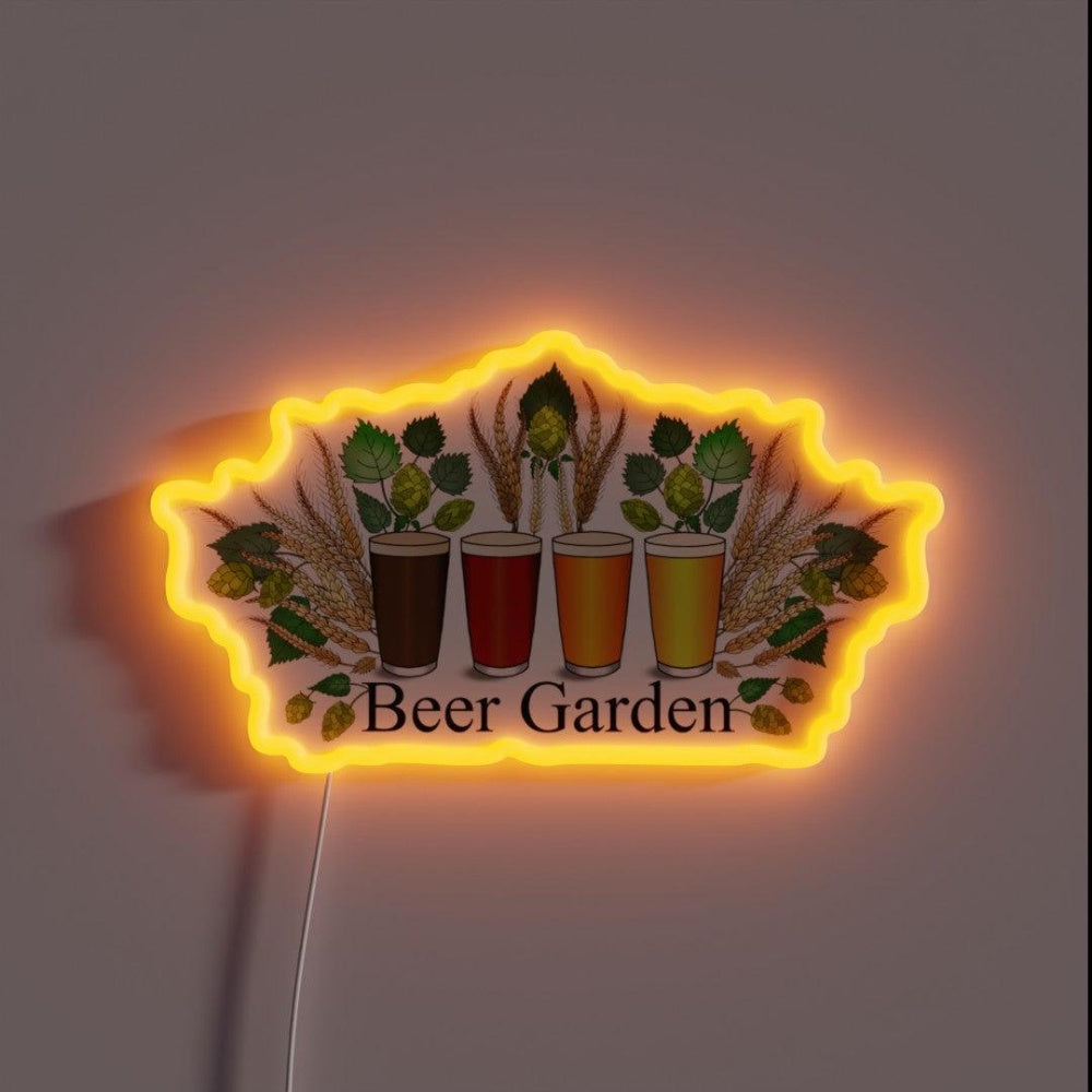 Beer Garden Rgb Led Neon Sign Restaurant Wall Art - Custom LED neon sign front view