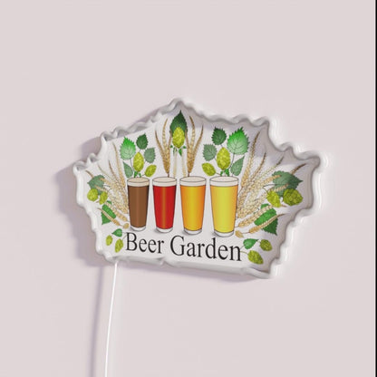 Beer Garden Rgb Led Neon Sign Restaurant Wall Art - Neon sign mounted on wall in room