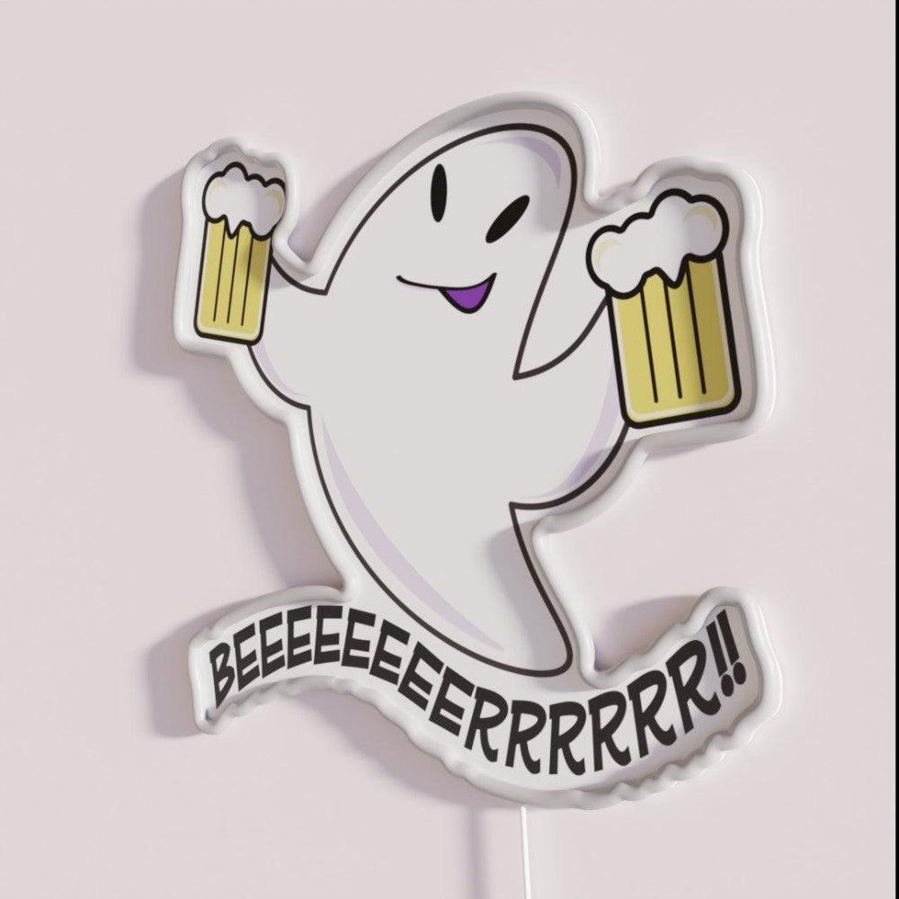 Beer Ghost Rgb Led Neon Sign - Neon sign mounted on wall in room