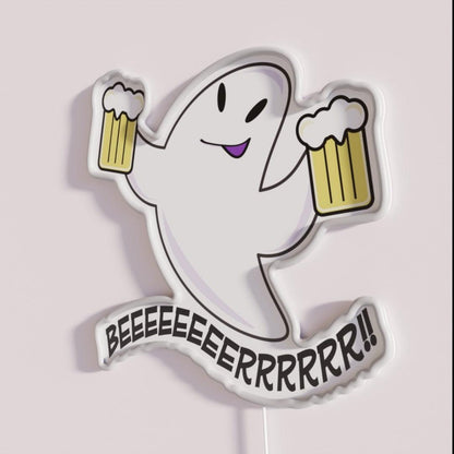 Beer Ghost Rgb Led Neon Sign - Neon sign mounted on wall in room