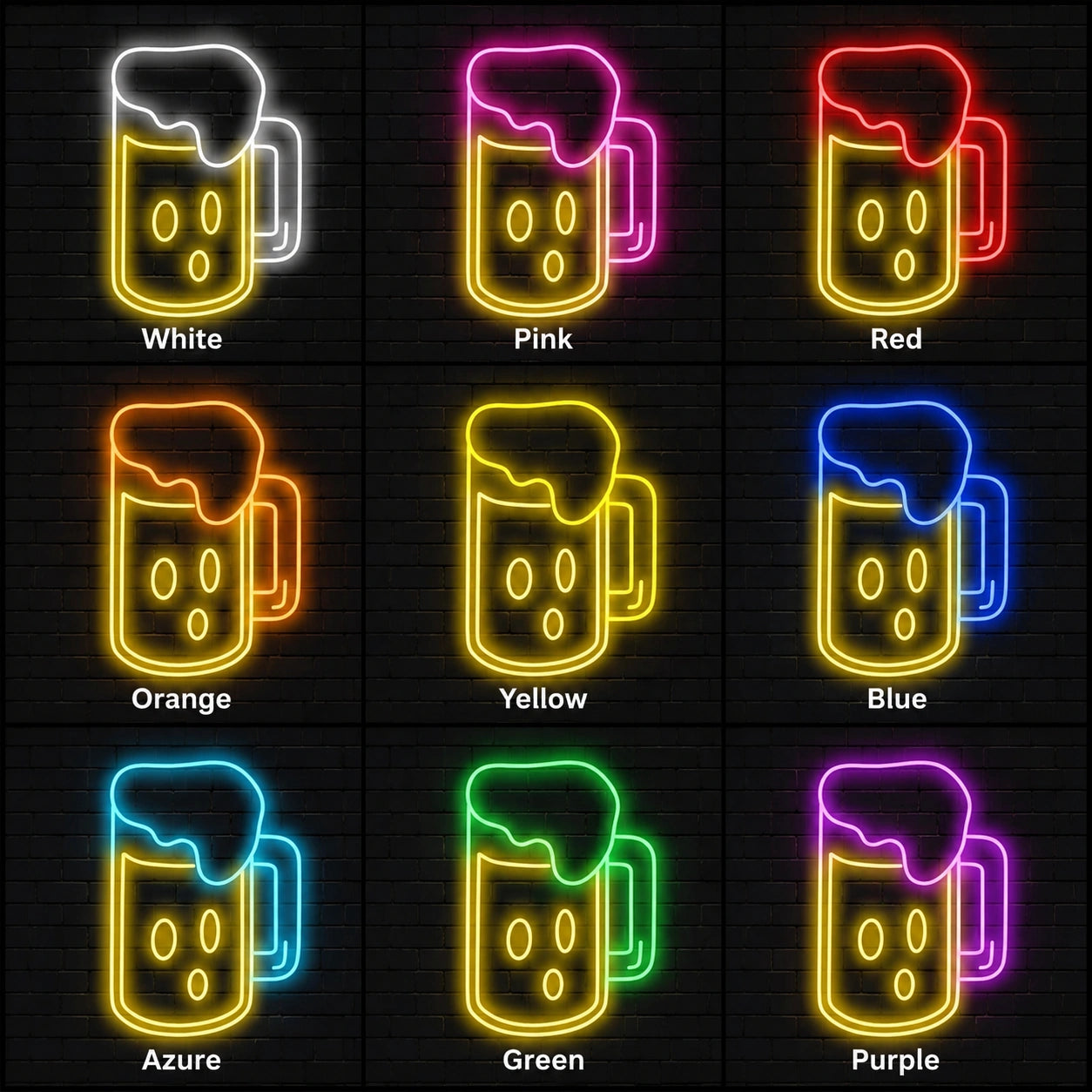 Beer Glass Mug Neon Sign LED Neon Sign color grid