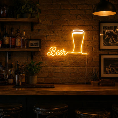 Beer Glass Outline Neon Sign LED Neon Sign real lifestyle scene