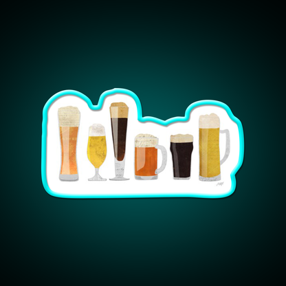Beer Glasses Beer Bar Decor Led Neon Sign Rgb Color - Size and dimension reference